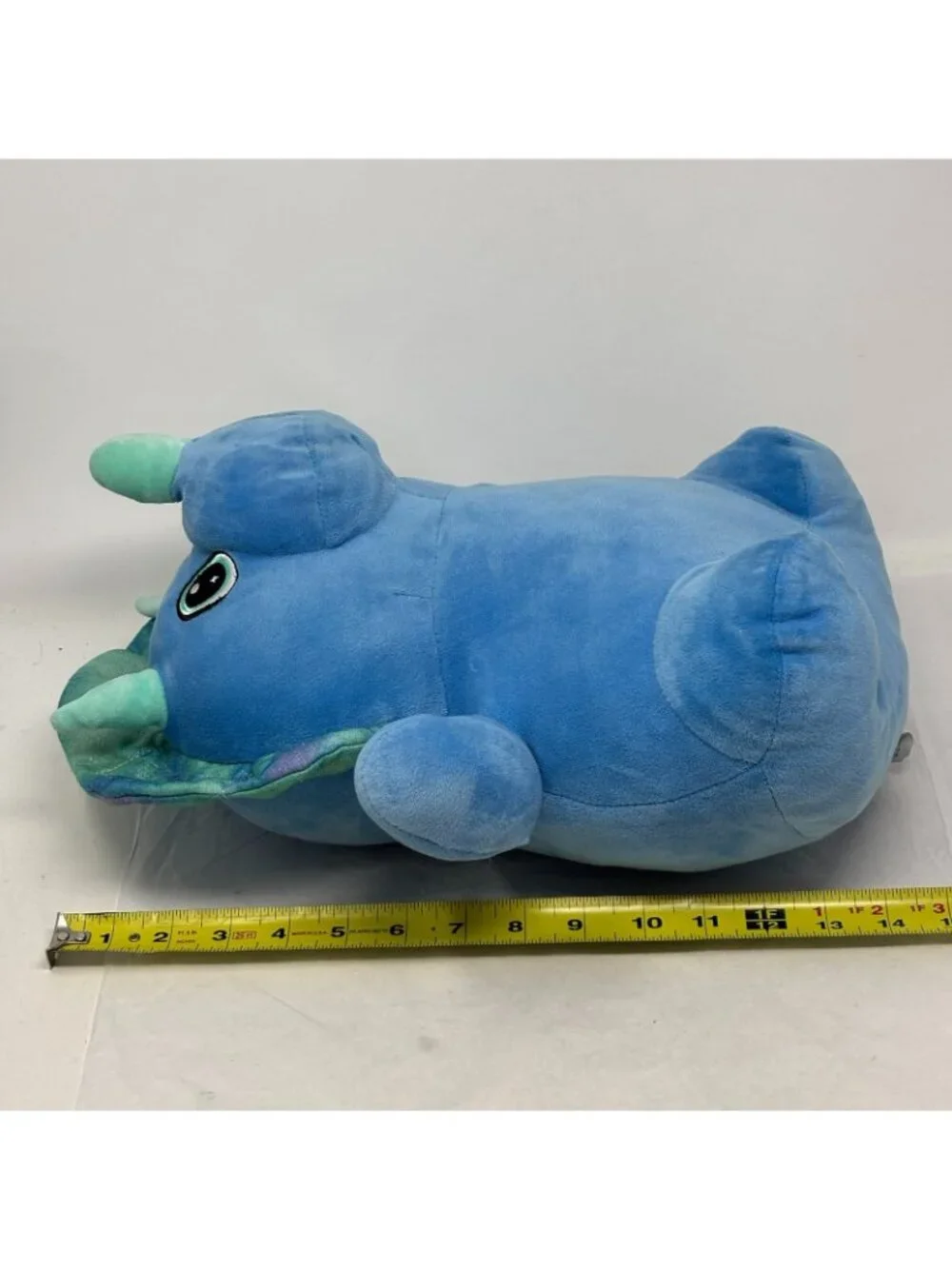 GREENBRIER Blue Triceratops Dinosaur Plush Green Sparkle